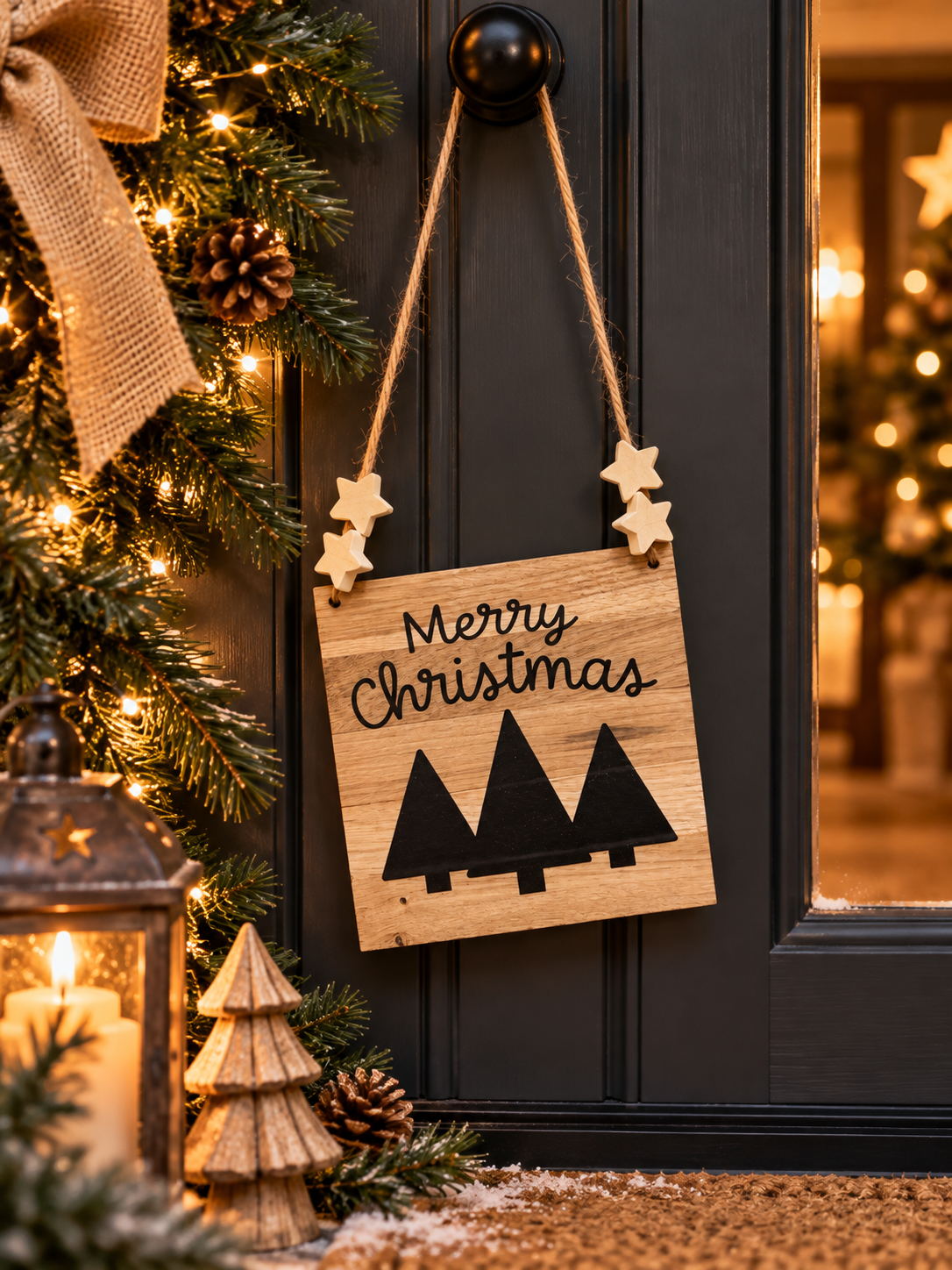 Houten bord Merry Christmas