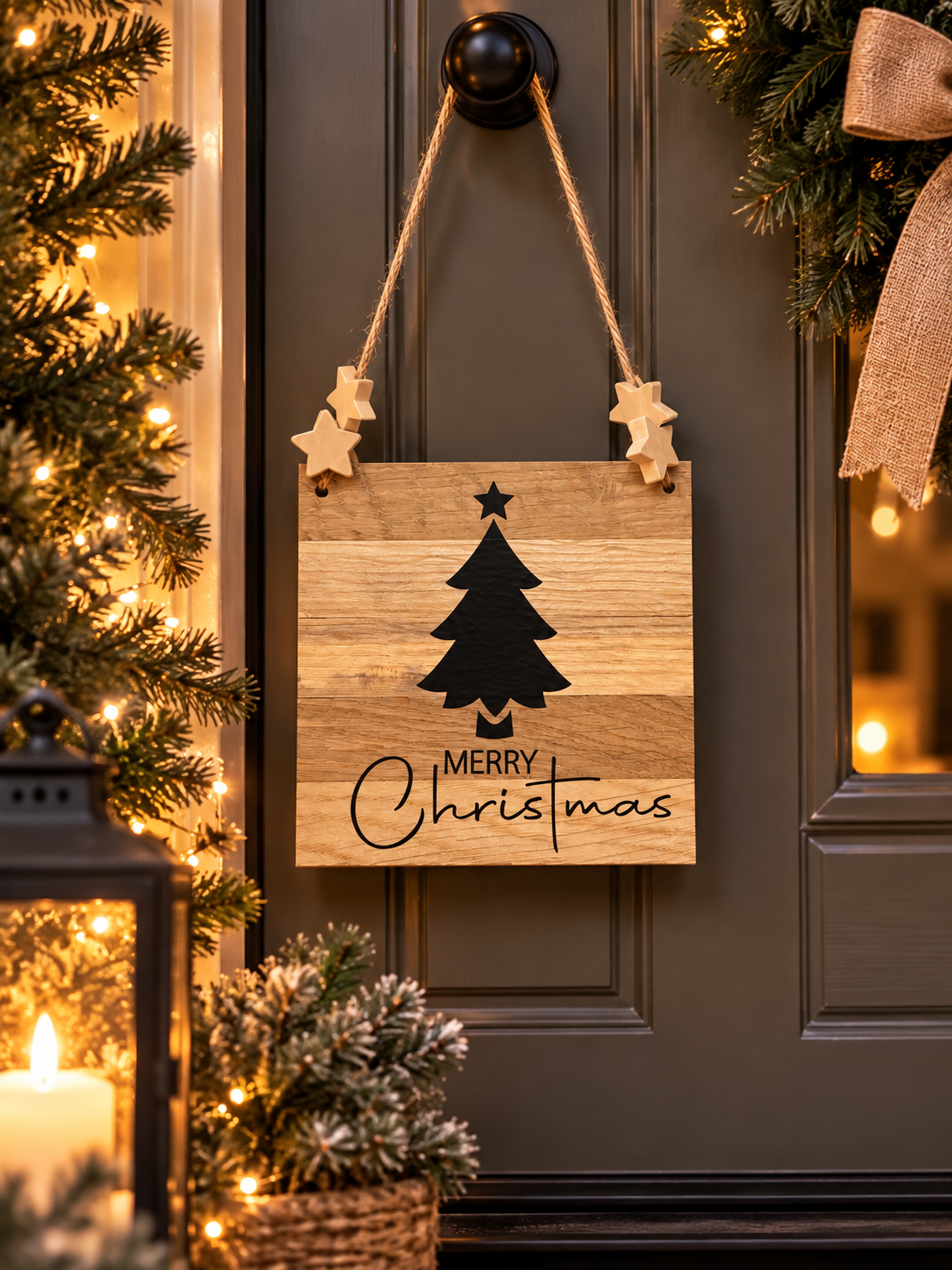 Houten bord Merry Christmas