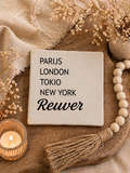 TEGELTJE "PARIJS, LONDON, TOKIO, NEW YORK, REUVER".