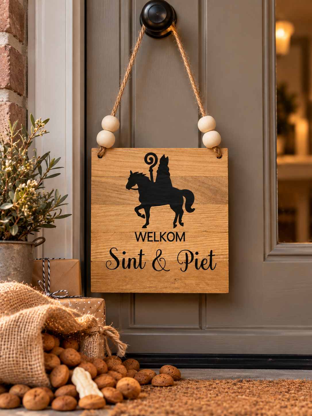 Houten bord Welkom Sint & Piet