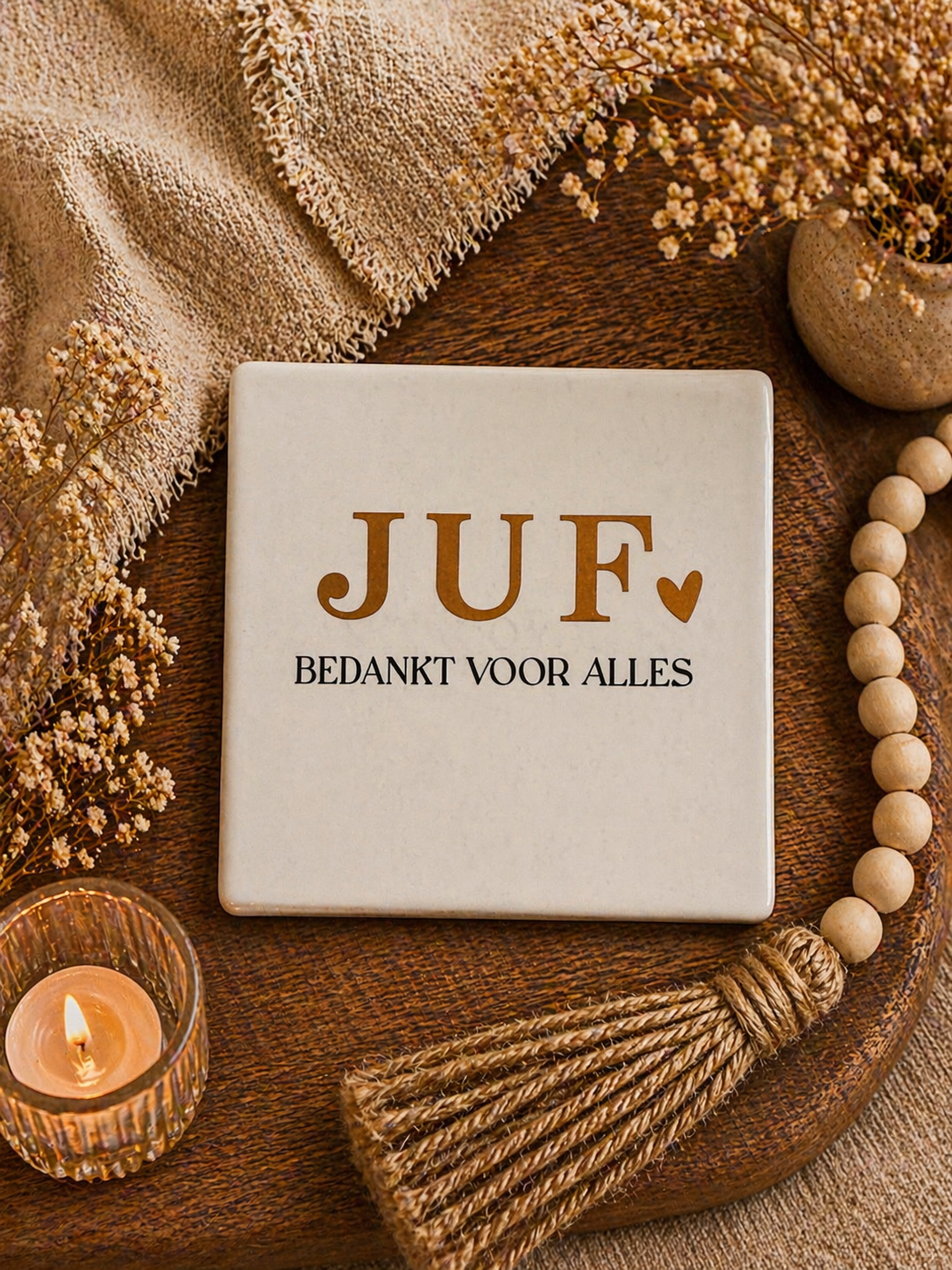 TEGELTJE "JUF BEDANKT VOOR ALLES".