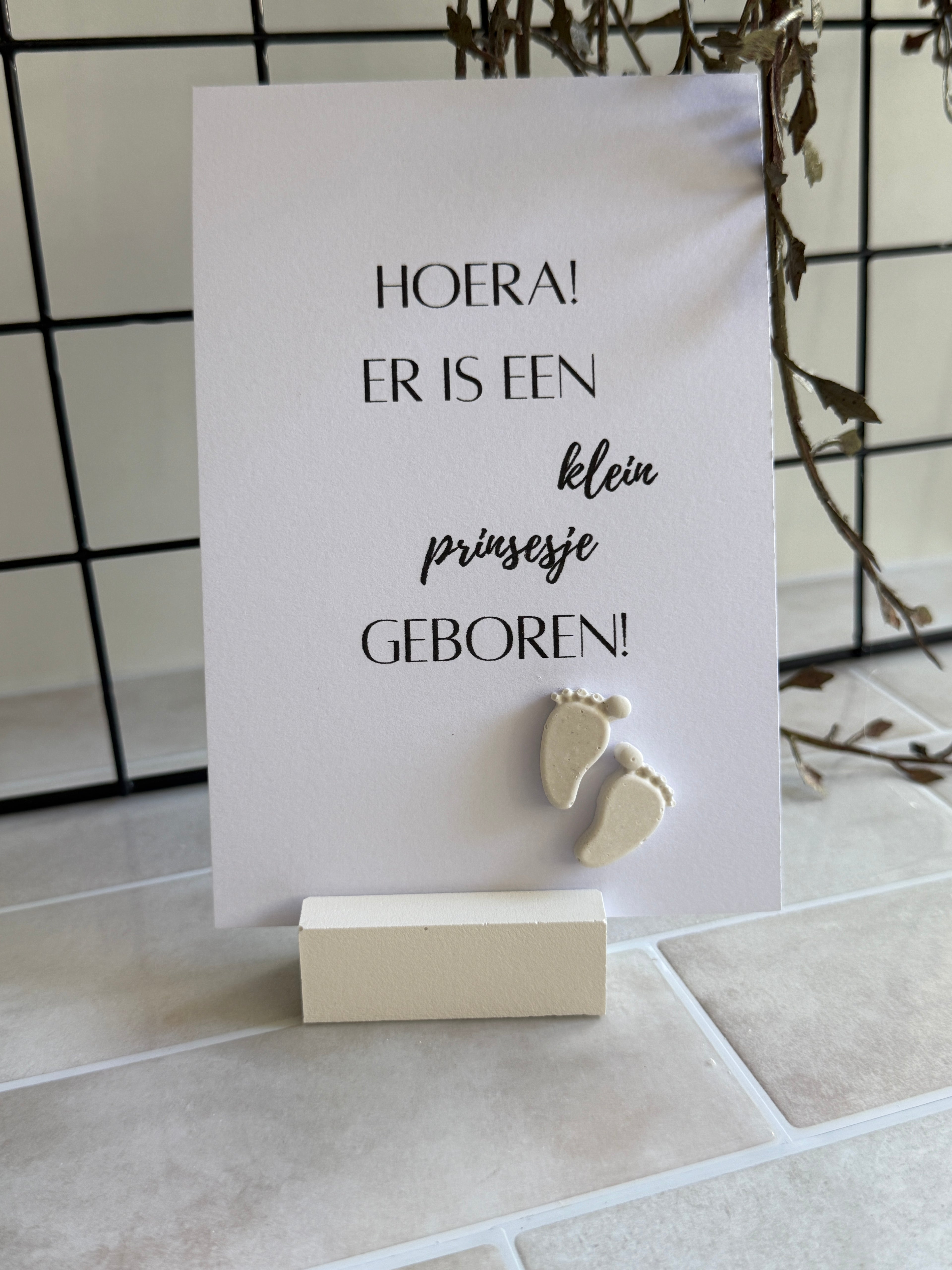 KAART " HOERA ER IS EEN KLEIN PRINSESJE GEBOREN"