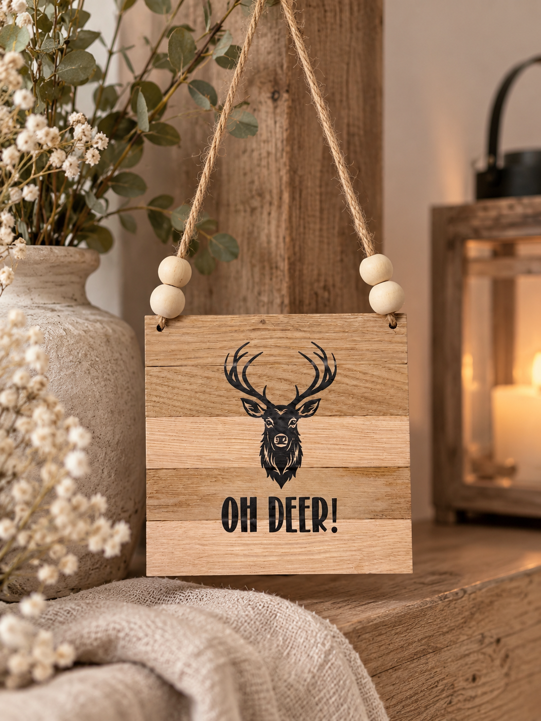 Houten bord Hert