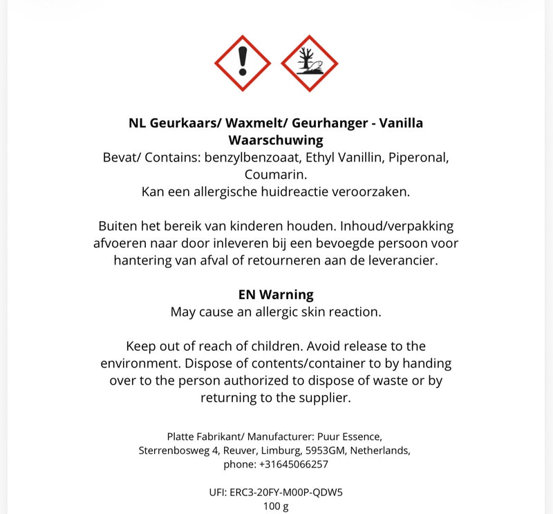 CLP label GEURHANGER VANILLE